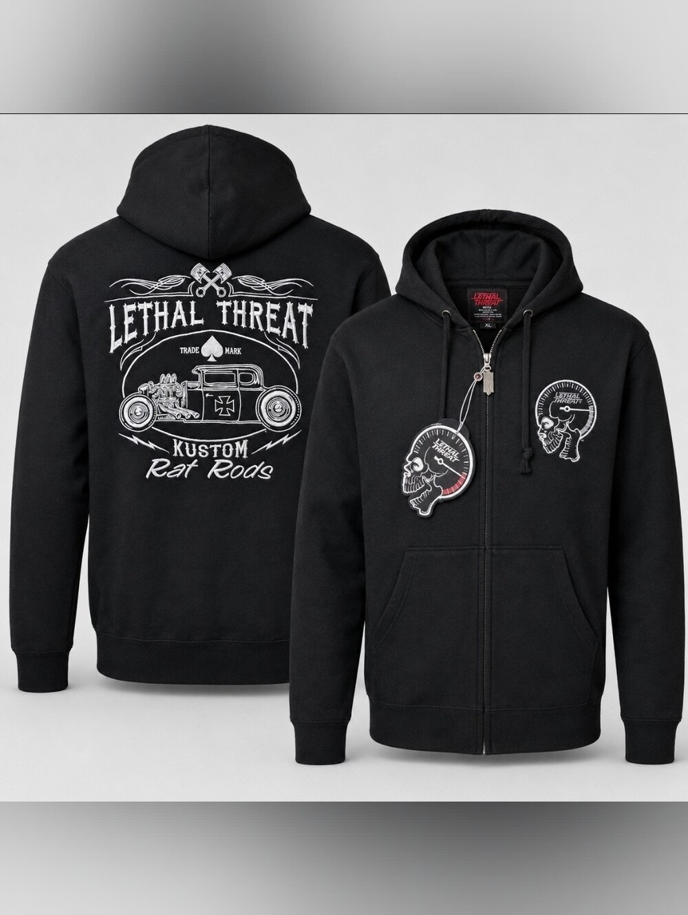 NWT Lethal Threat Kustom Rat Rods Embroidered Zip Hoodie Men’s XL
